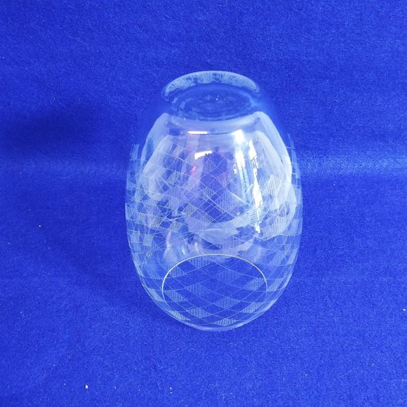 Crystal Vase Plaid Diamond Etched Design Pattern Collectible Vintage 7" - Picture 6 of 7
